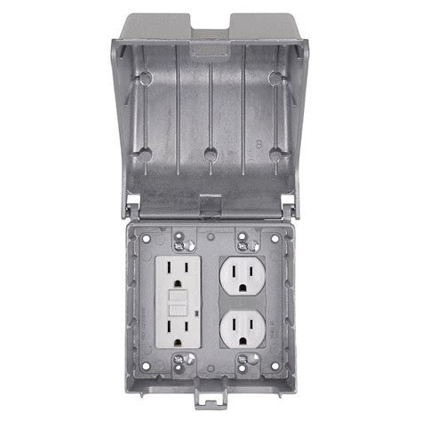 2-gang gfci weatherproof non-metallic electrical box cover kit|two gang outdoor outlet cover.